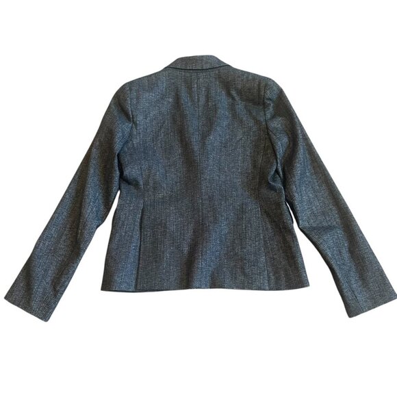 Theory Button-Down Blazer Jacket Black Grey Pockets Fitted Wool Size 4 Women's - Picture 4 of 12